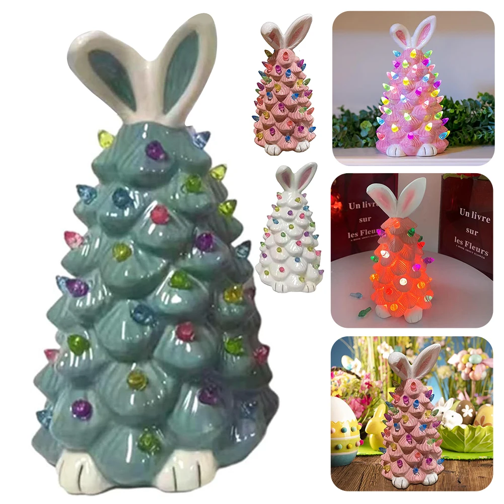 Easter Bunny Tree Night Light Decoration Lighteds Bunny Decoration for Shelves Nightstand Easter Present for Kids