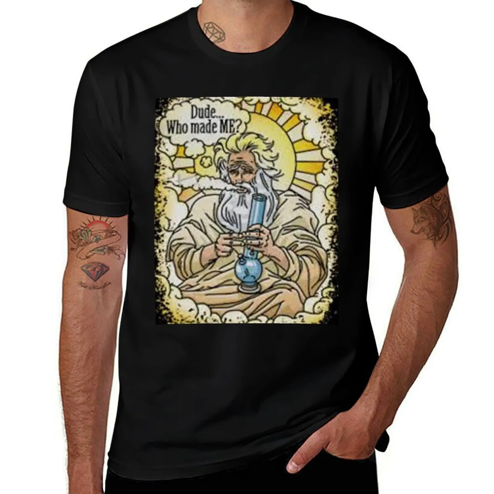God with bong image T-Shirt Simple Graphic Design T-Shirt