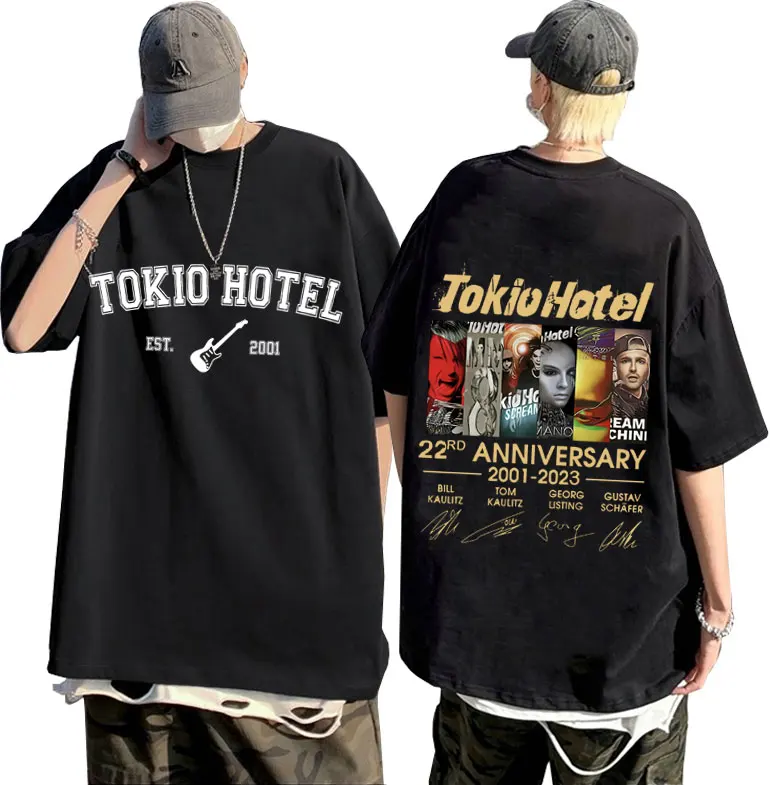 

Rock Band Tokio Hotel 19th Anniversary 2001-2023 Back Print Tshirt Men Women Vintage Gothic T-shirt Men's Punk Oversized T Shirt