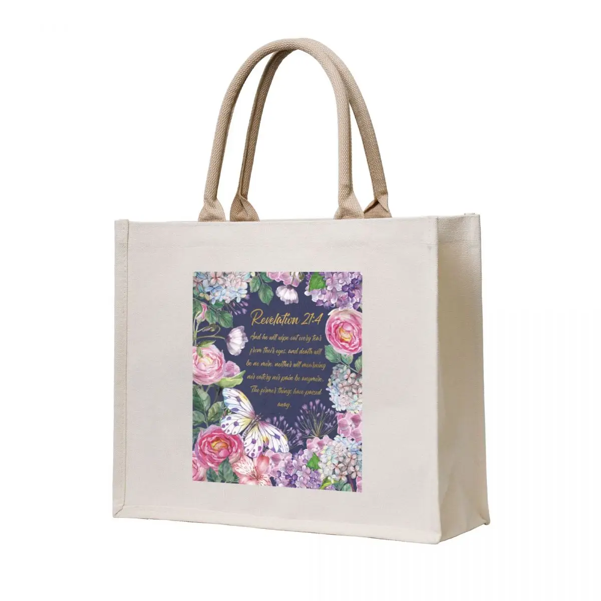

REVELATION 21:4 Tote Bag Customizable tote bag Canvas stote bag tote men's