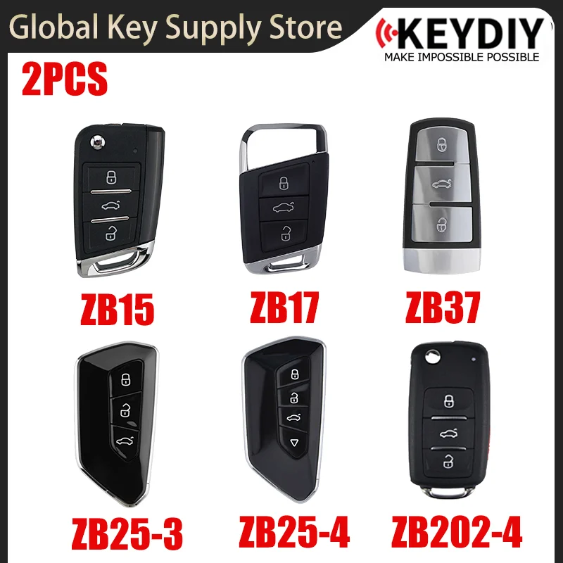2PCS KEYDIY KD ZB Series Smart Key ZB15 ZB17 ZB37 ZB25-3 ZB25-4 ZB202-4