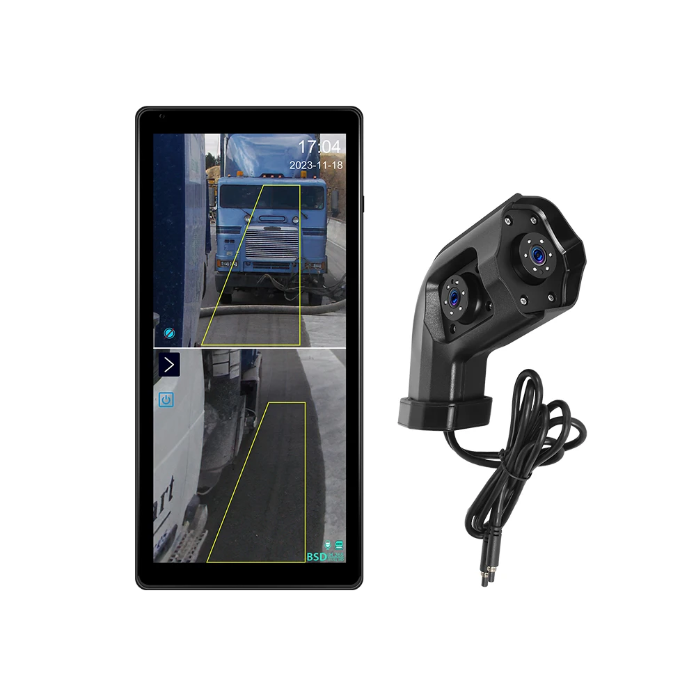 Podofo 10,36 Zoll Elektronisches Rückspiegelsystem für LKW, Dual-Kamera HD 1080P IPS Touchscreen DVR-Recorder, BSD Totwinkel-Erkennung, linker Totwinkel-Monitor, IP68 wasserdicht, Nachtsicht für Bus,