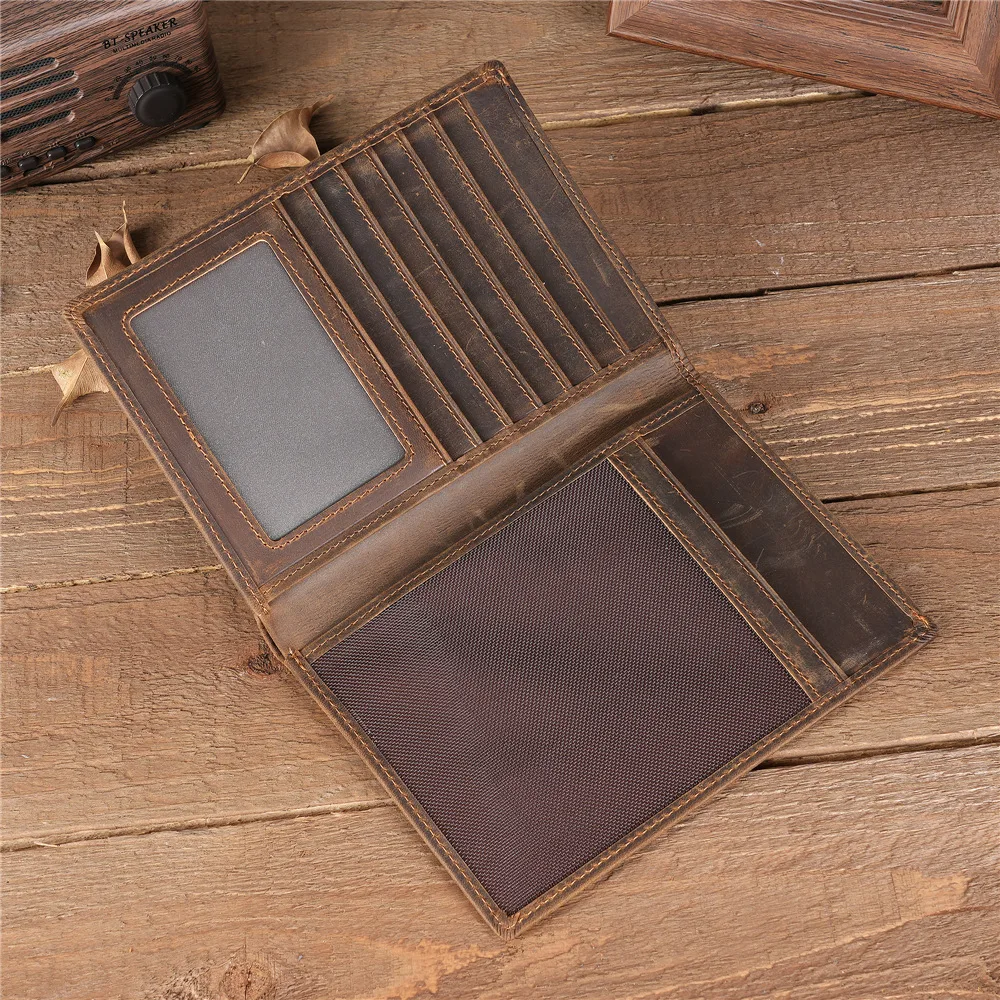 ID Bag Crazy Horse Leather Passbook Holder Men Women's Overseas Travel Wallet Card Holder Multifunctional Leather Ticket Holder