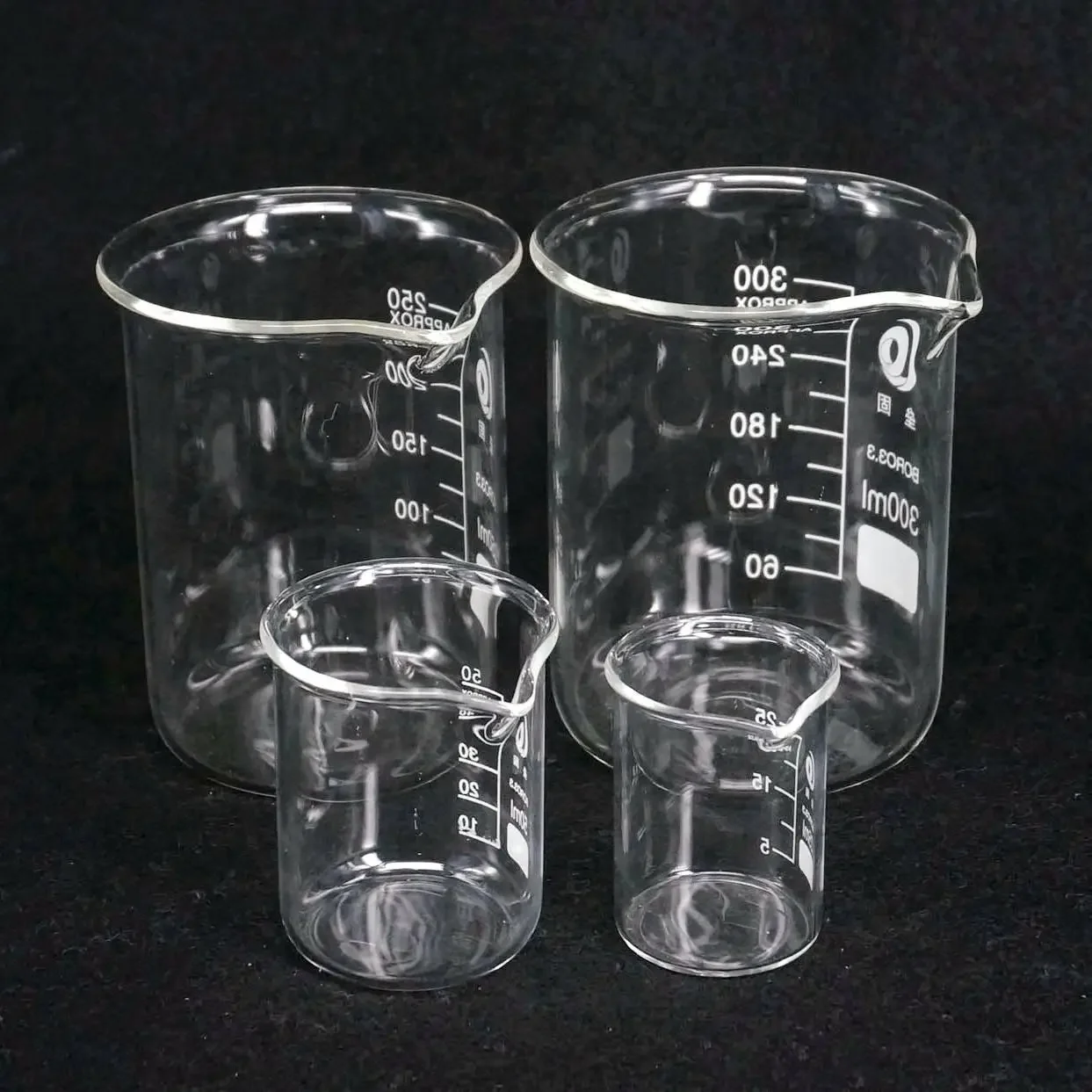 5ml 10ml 25ml 50ml 100ml 150ml 200ml G3.3 szkło borokrzemianowe niska forma zlewki laboratorium chemii ciężka ściana