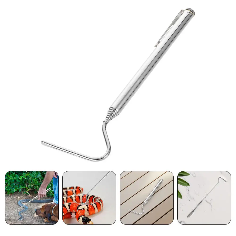 Extendable Stainless Steel Snake Hook 26 Inch Retractable Reptile Grabber for Safe Handling Capture Control Rattlesnake Wildlife