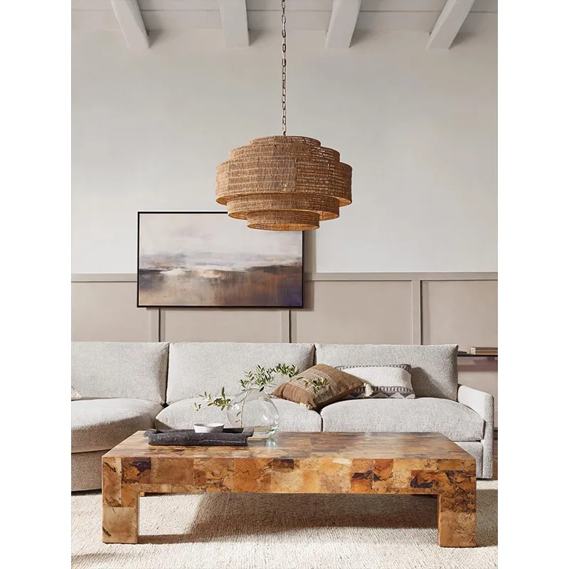 Customized export South East Asia handmade bamboo lampshade, wabi wind retro rattan weaving Japanese-style bed and breakfas