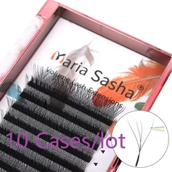 MARIA 10 Cases 4D W Shaped Beam Eyelash Extensions Patch Faux Private Label Wholesale Clusters Easy Fan Volume Lashes Makeup