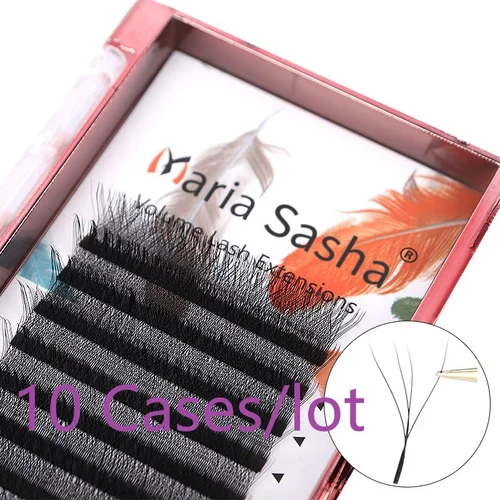 Imagen 1 del producto MARIA 10 casos 4D W en forma de haz extensiones de pestañas parche imitación etiqueta privada al por mayor grupos fácil ventilador volumen pestañas maquillaje