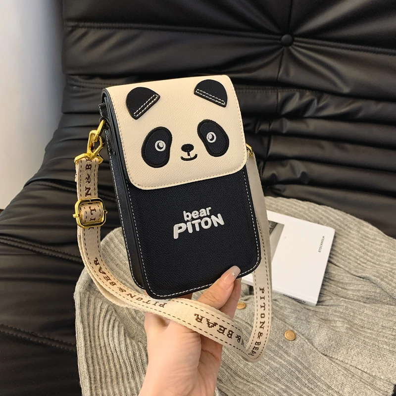 Panda design cute Women's phone bag,cute mini crossbody Mobile phone bag for women,fashion Messenger Shoulder bag for young girl