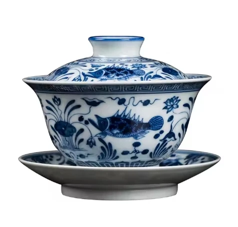 

Wholesale New Customized New Chinese Style Ceramic Tea Bowl And Saucer Hand Painted Porcelain Kung Fu Tea Cup Set