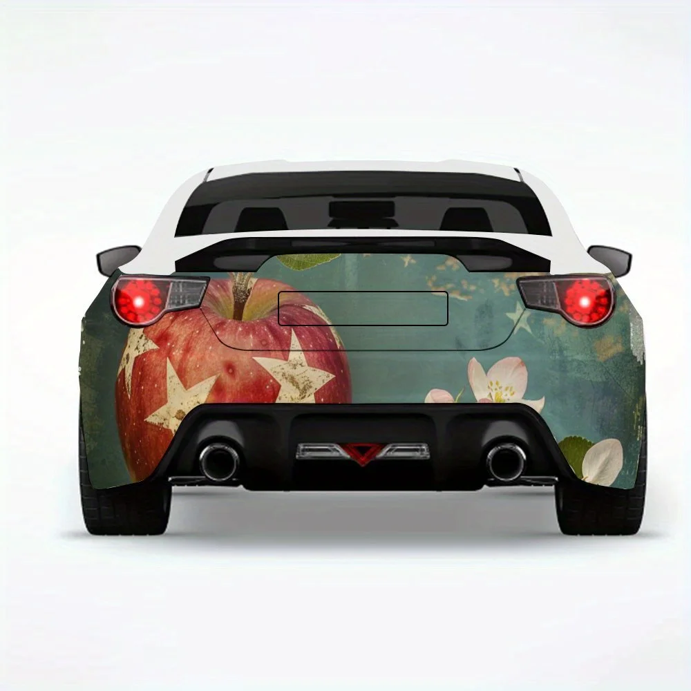 

Vintage Apple Flag Car Sticker,Vinyl Decal for Car Rear, Waterproof Self-Adhesive Vinyl Stickers for Vehicle Tail and Bumper, De