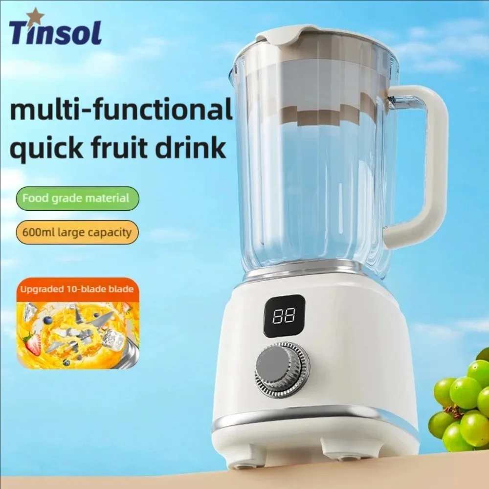 TINSOL Portable Juicer Blender 600ml 50W 6 Blades 3000mAh Rechargeable for Fruit Ice Crushing Juice Cup Home Use Multifunctional