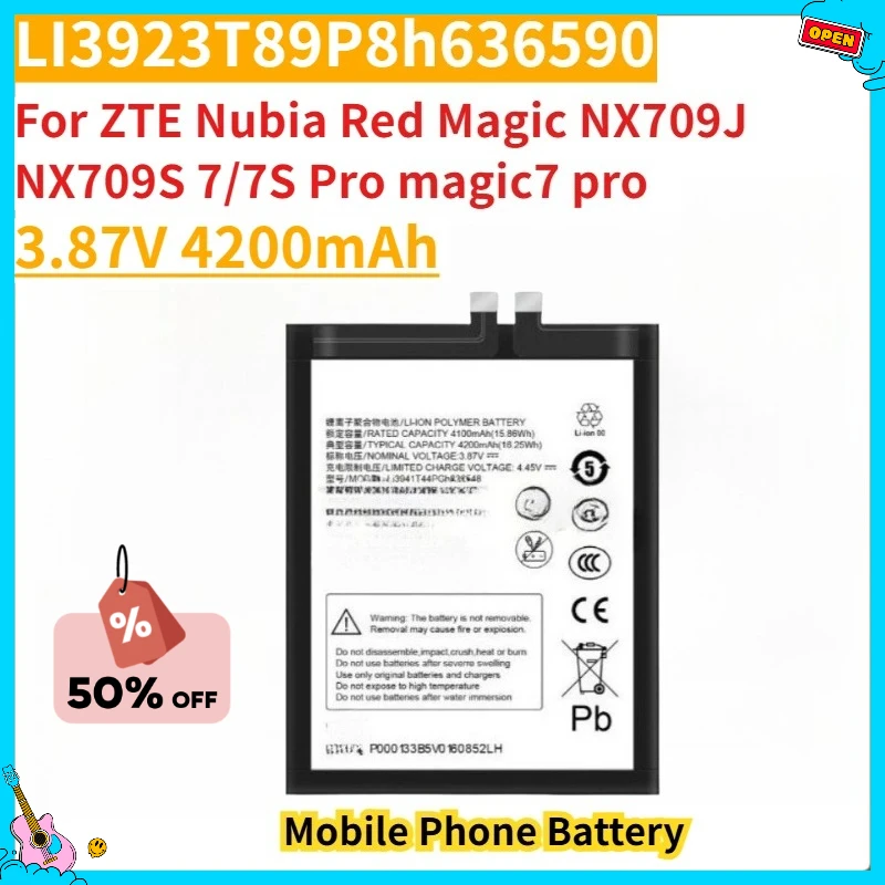 

New Replacement Mobile Phone Battery 3.87V 4200mAh LI3923T89P8h636590 For ZTE Nubia Red Magic NX709J NX709S 7/7S Pro magic7 pro