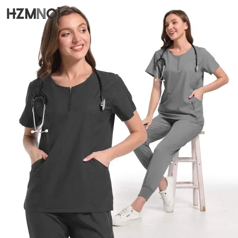 Novos uniformes médicos das mulheres dos homens roupas de enfermagem traje de beleza enfermeira esfrega conjuntos médico dentista workwear clínico topos calças