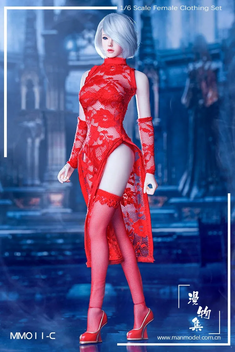

MM011 Масштаб 1/6, 2B, кружевное платье Cheongsam, нижнее белье, чулок, модель одежды, подходит для 12-дюймовой женской фигурки солдата, тело куклы