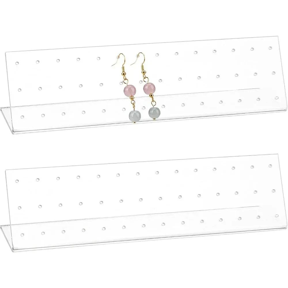 2 Pcs L-Shaped Earring Display Stand, 42 Holes Jewelry Organizer Stands Earring Clip on Holders for Retail Show Personal