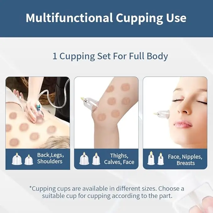 24PCS Vacuum Cupping Set with Hand Pump Extension Tube Magnetic Needle Professional Body Facial Back Leg Massage Hijama Therapy