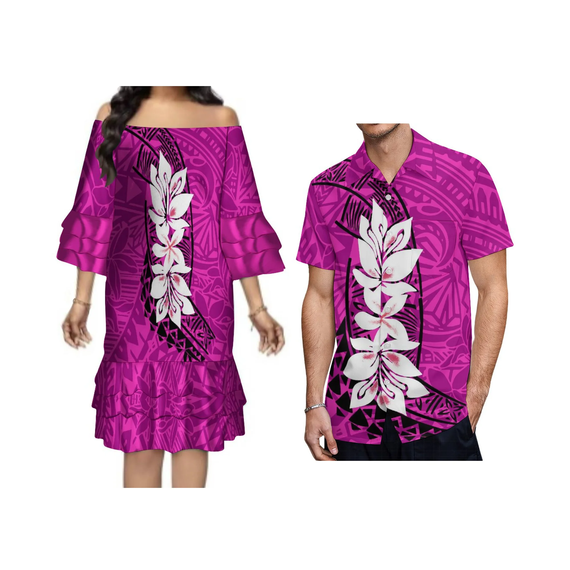 Vestido Tribal Polinésio, Mangas Três Quartos, Plissado em Camadas, Mini Vestidos em Camadas, Tamanho Grande, Transporte da Gota, 8XL