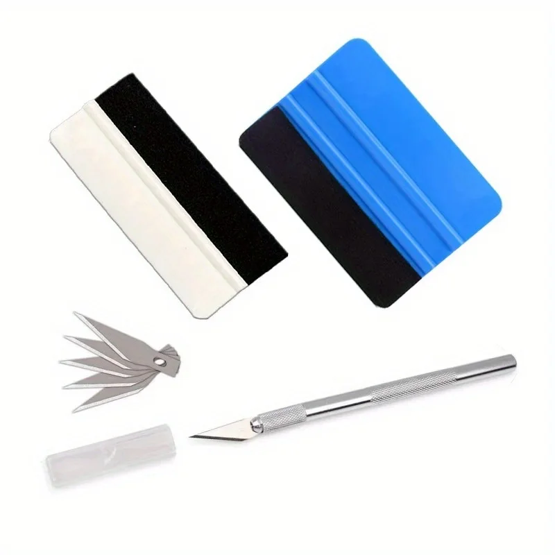 3pcs Car Vinyl Wrapping Tools Including a Plastic Scraper Window Tinting Film Felt Squeegee And Wallpaper Application Spatula