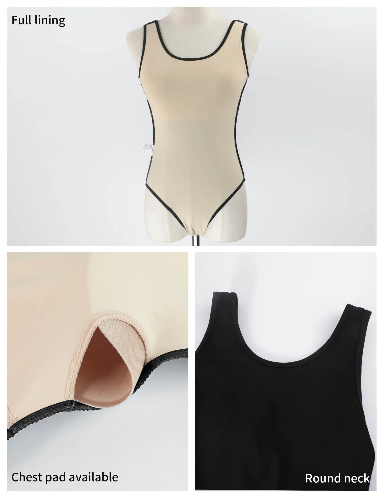 Women Vest Ballet Leotards Black Gymnastic Leotards Round Neck Dance Bodysuit High Elastic Ballerina Outfit for Adult