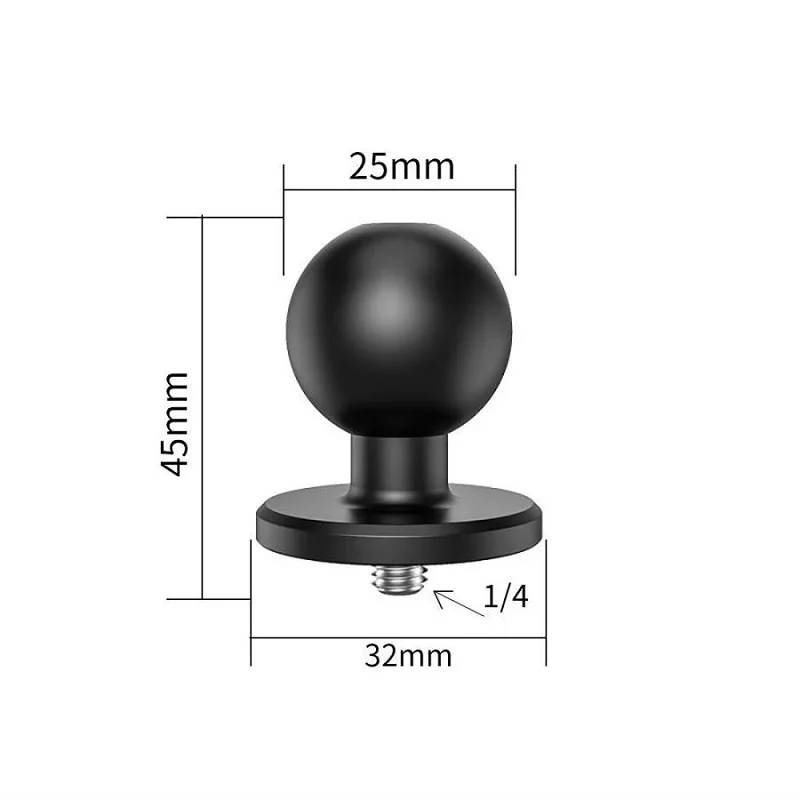 Supporto a sfera in metallo da 25mm / 1 pollice a adattatore a vite per fotocamera 1/4 per tutti i supporti Standard industriali da 1 pollice/25mm per doppia presa