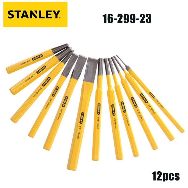 STANLEY 16-299-23 Punching Cylinder Sample Punching Point Flat Stone Chisel 12Piece Set of 12 Pieces.