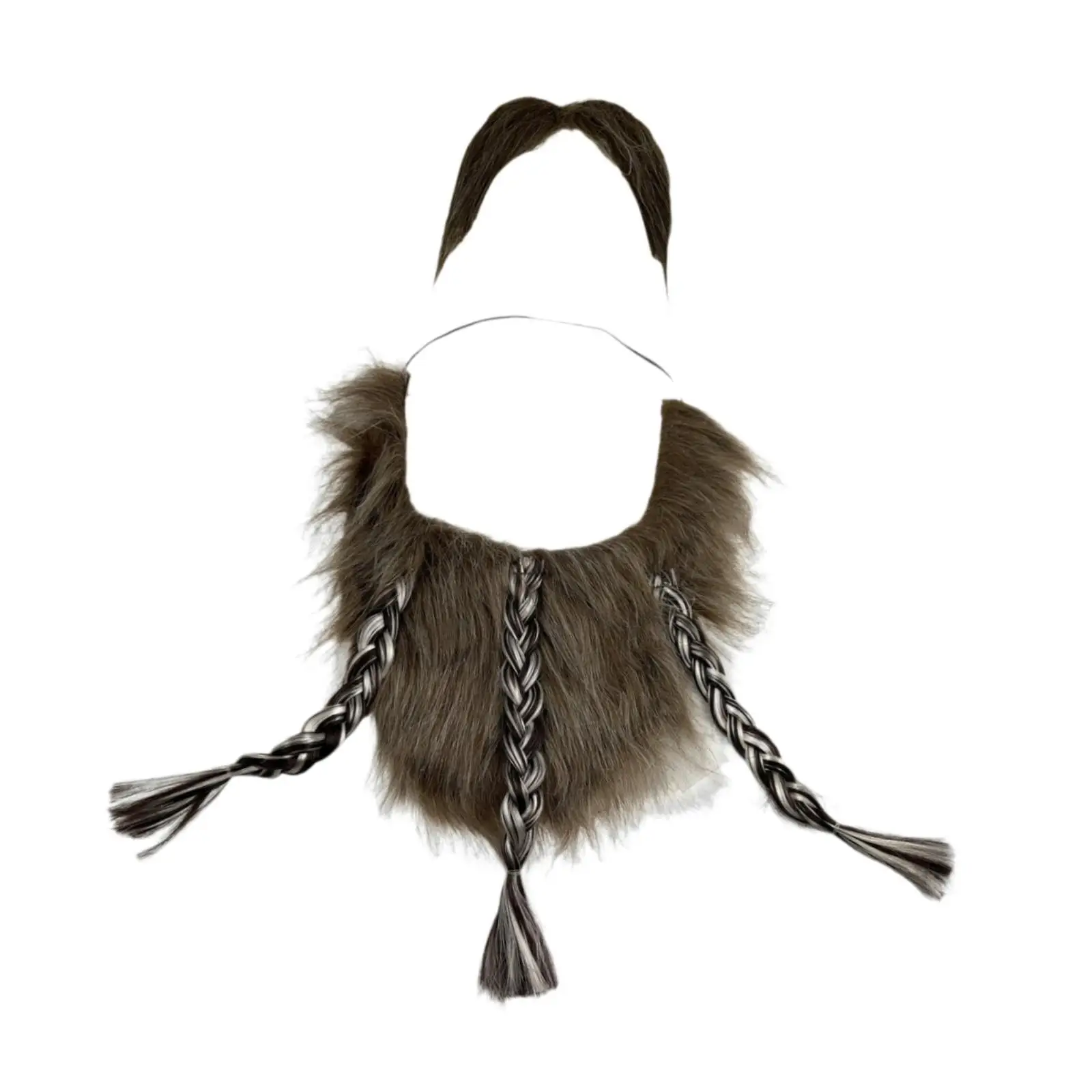 Fake Mustache Fancy Dress Simulation False Facial Hair with Braids for Carnival Role Play Cosplay Stage Performance Halloween