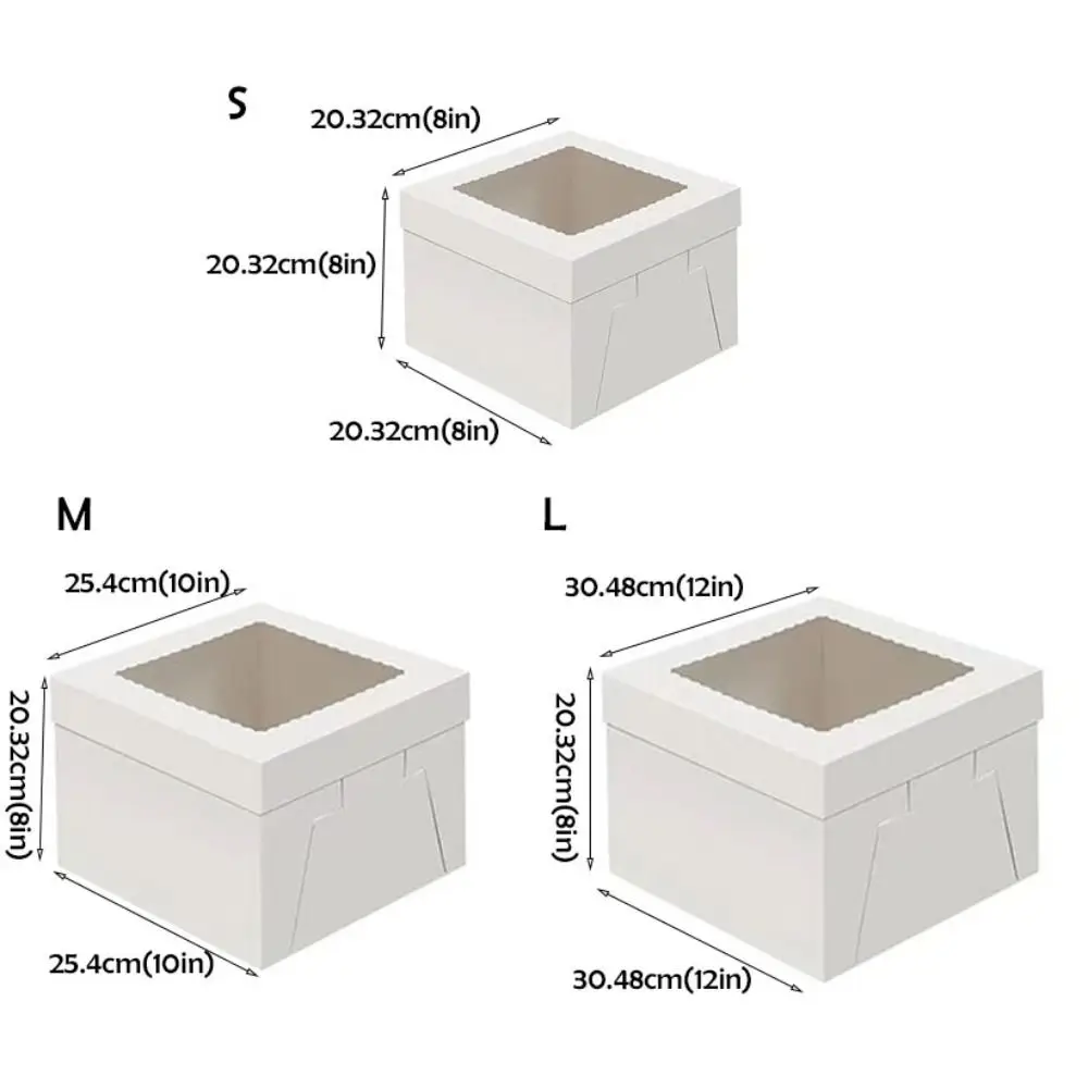 10pcs Kitchen Accessory Square Disposable Cake Packaging Box White with Window Pastry Box DIY Cake Container Party