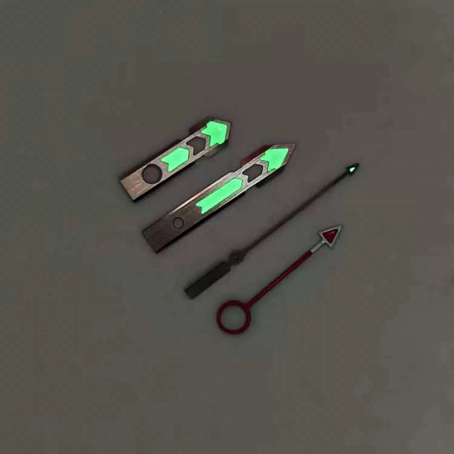 Watch Hands Accessories Set of 4 Geometric Arrow Green Luminescent Compatible with NH34 Movement