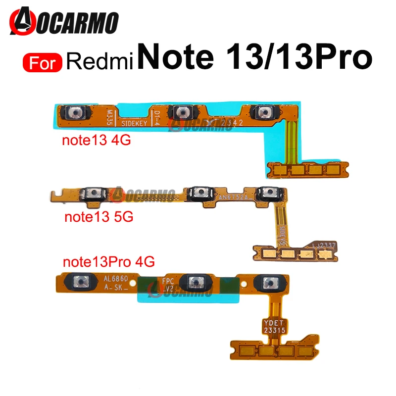 1Pcs For Redmi Note 13 Pro 5G Note13Pro+ 4G Power Volume Flex Cable Replacement Parts
