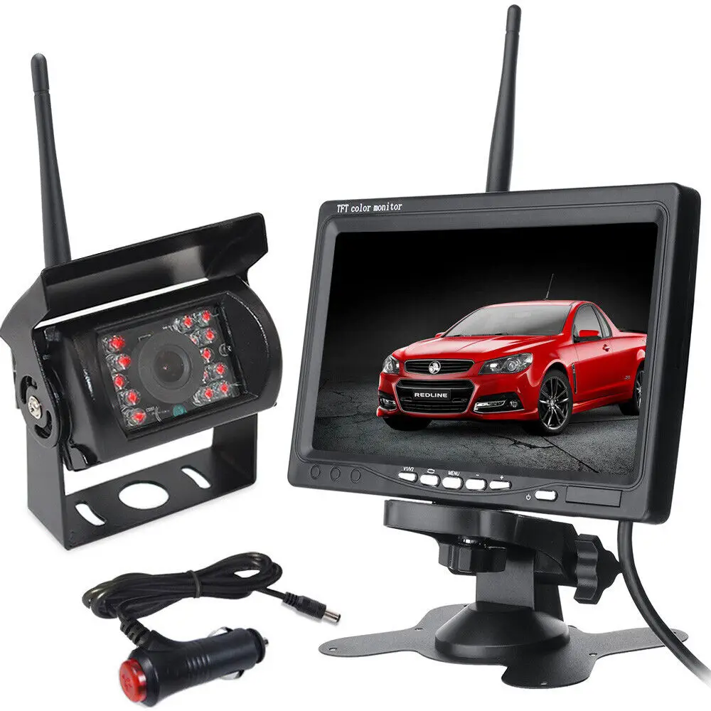 

7" Wireless Car Rear View Monitor Reverse Camera Kit for RVs Truck Trailer Bus