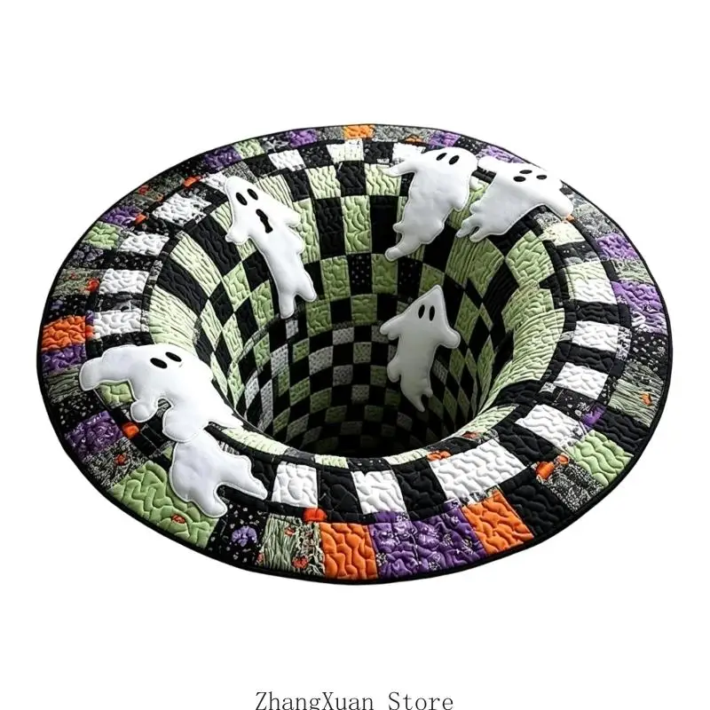 Runder Schlafzimmer-Bodenakzent, 3D-Illusion-Polyesterstück für Eingangsbereich, Wohnzimmer und saisonales Party-Styling – Detail 10