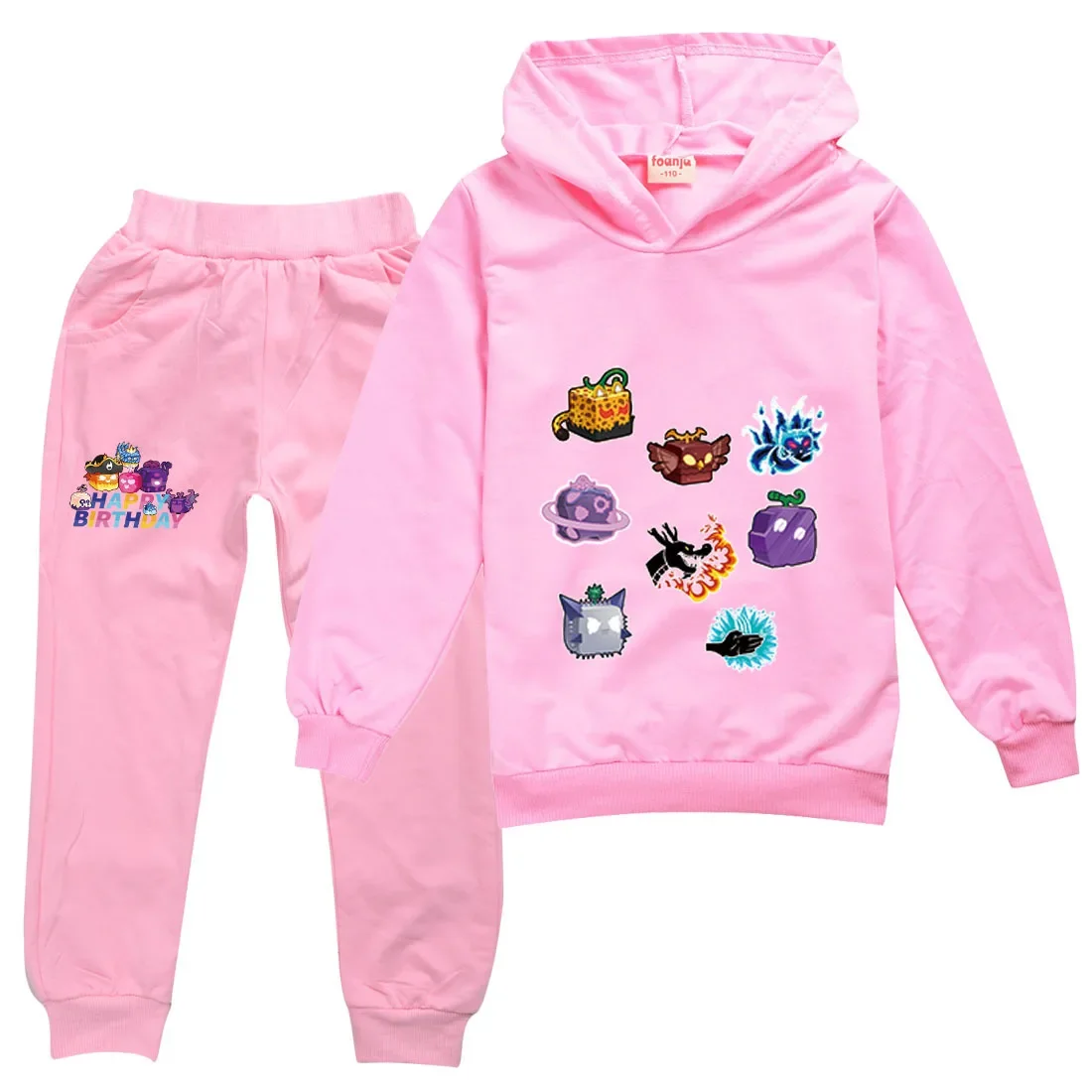 Il più nuovo gioco Blox Fruits Vestiti Bambini Casual Felpe con cappuccio Pantaloni 2 pezzi Vestito Baby Girl Outfit Set Adolescente Ragazzi Tuta