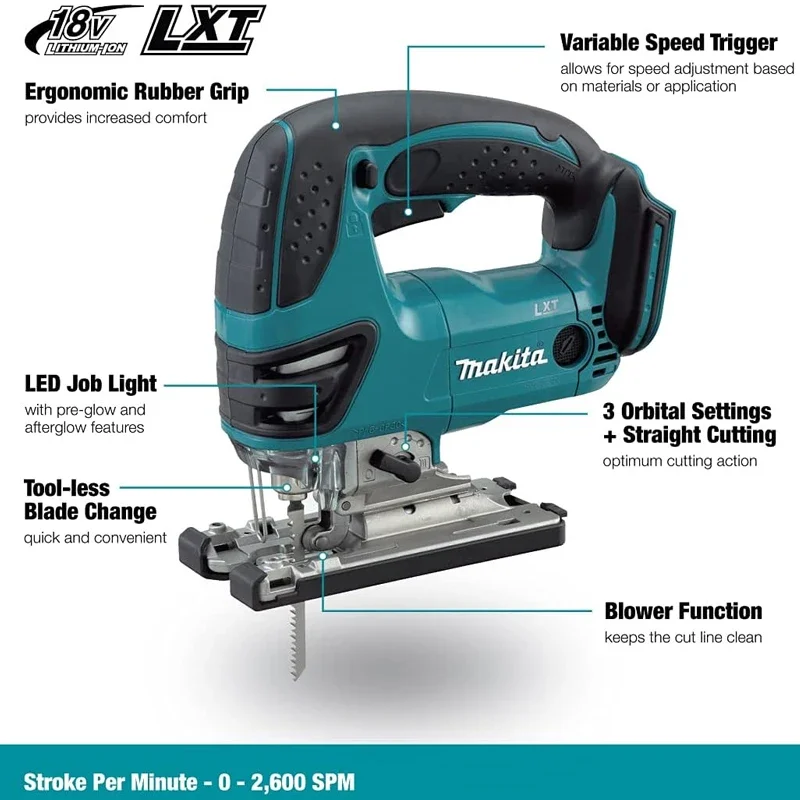 MAKITA DJV180Z Jigsaw 18V LXT Lithium Variable Speed Cordless Jigsaw 340 W D-Handle Scroll Saw Makita Power Tools DJV180