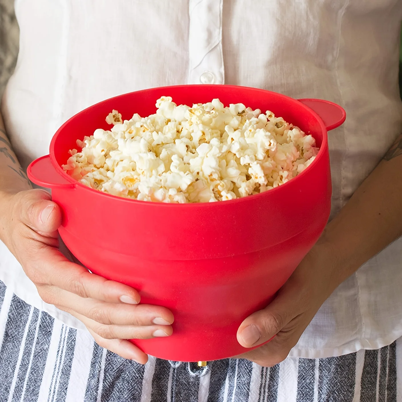 [Cubo de palomitas de maíz de silicona] Cubo de palomitas de maíz de silicona plegable de 1 pieza |   Cuenco de bolas para máquina de palomitas de maíz para microondas - Regalo de Navidad