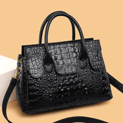 Bolsa padrão crocodilo clássica para mulheres, bolsa de Boston, pasta de negócios, grande capacidade, bolsa de escritório, marca de moda