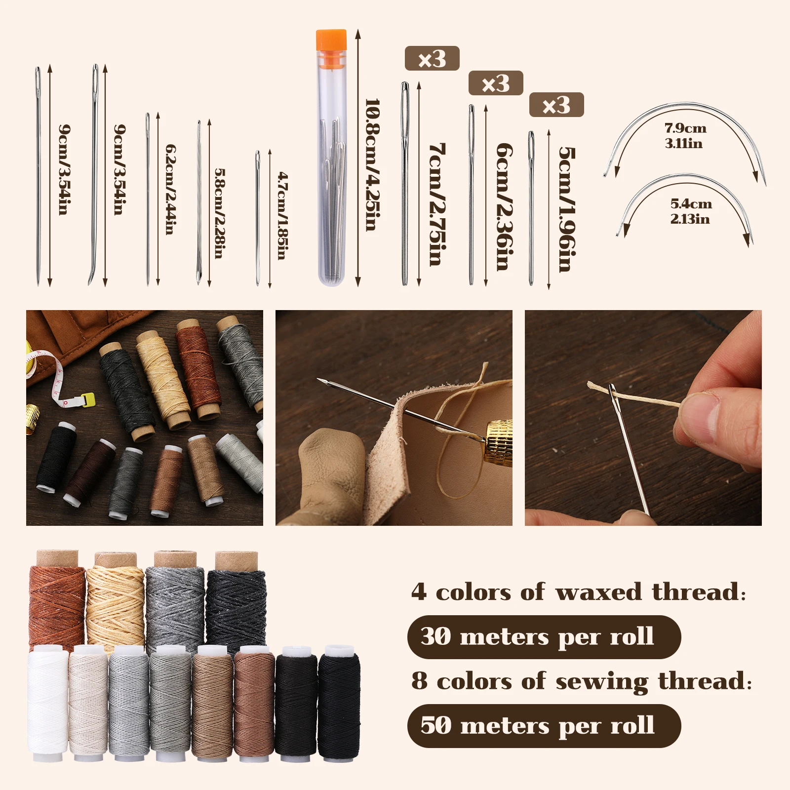 Practical Leather Working Tools with Leather Beveler Groover Stitching Punch Sewing Thread and Other Tools