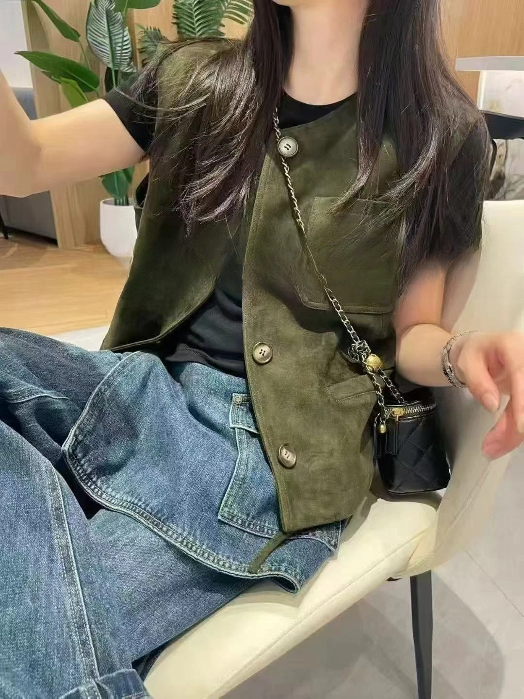 Ropa superior de cuero de ante para Mujer, Chaleco de cuero genuino, pantalón corto informal, estilo Retro británico, en capas, Chaleco para Mujer