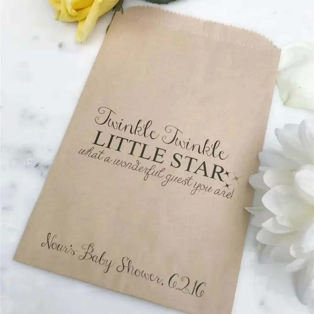 

50 шт. Сумки для детского душа! - Маленькая звезда - Сумки Favor - Напечатан на заказ на крафт-коричневых бумажных пакетах