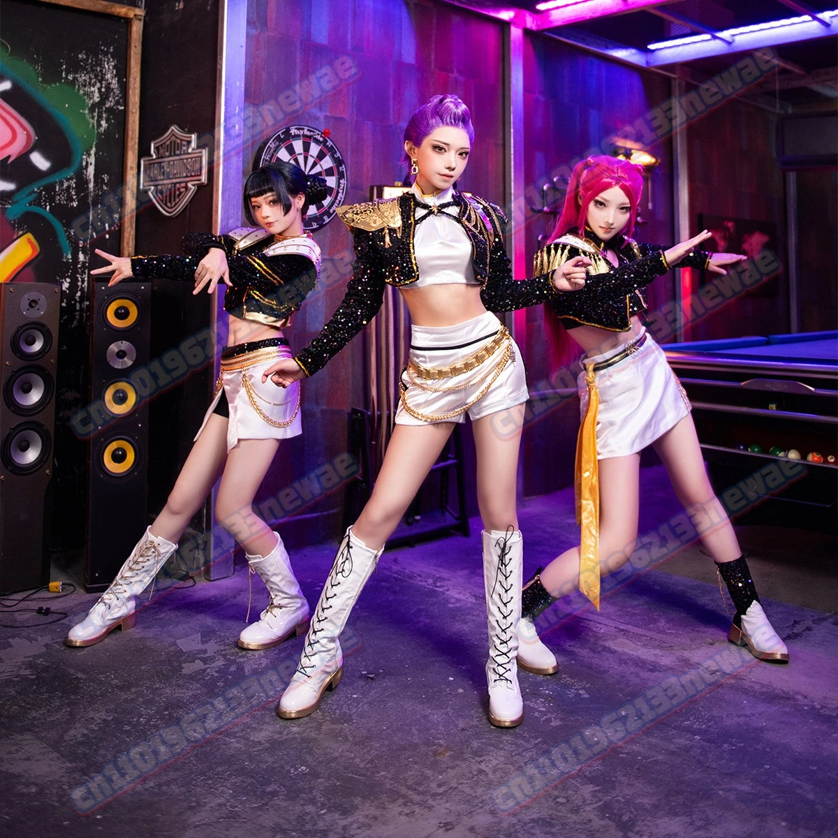 Руми Зои Мира Косплей Черное Золото Костюм Парик Охотники Демонов Мультфильм KPop Женщины Девушки Ролевая Игра Одежда Хэллоуин Карнавальная Вечеринка