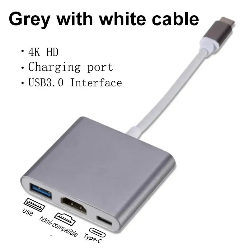3-in-1 Typ-C-Hub USB 3.0 HDMI-kompatibler Splitter PD-Ladeadapter Stecker-zu-Buchse Verlängerungskabel Laptop-Docking-Zubehör