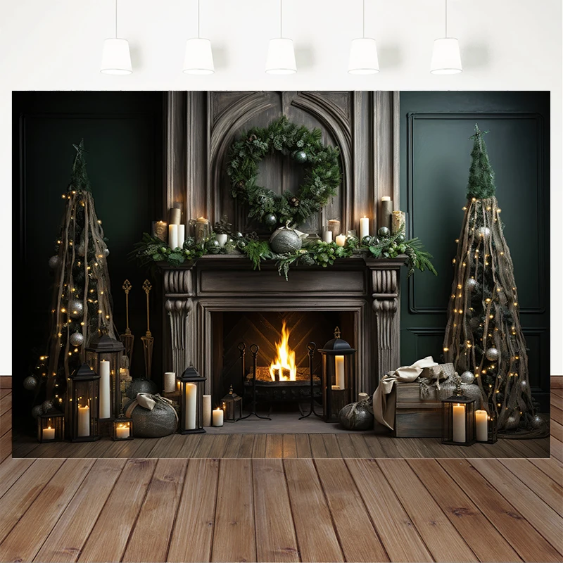 คริสต์มาสฉากหลังสําหรับถ่ายภาพ Props ในร่ม Xmas Tree หน้าต่างสีเทาเด็กภาพพื้นหลังวอลล์เปเปอร์ตกแต่ง Photozone