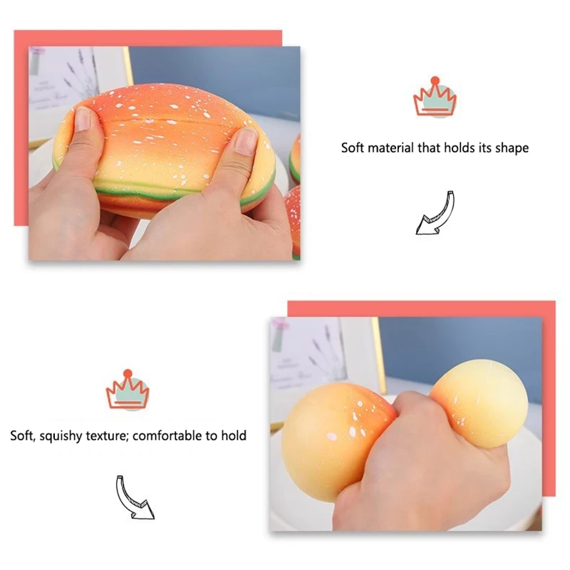 Cute Burger Creative Stress Relief Squeeze Toy Slow Rising Food Squishy Ball Anti‑anxiety Fidget Toy For Leisure Entertainment image 5