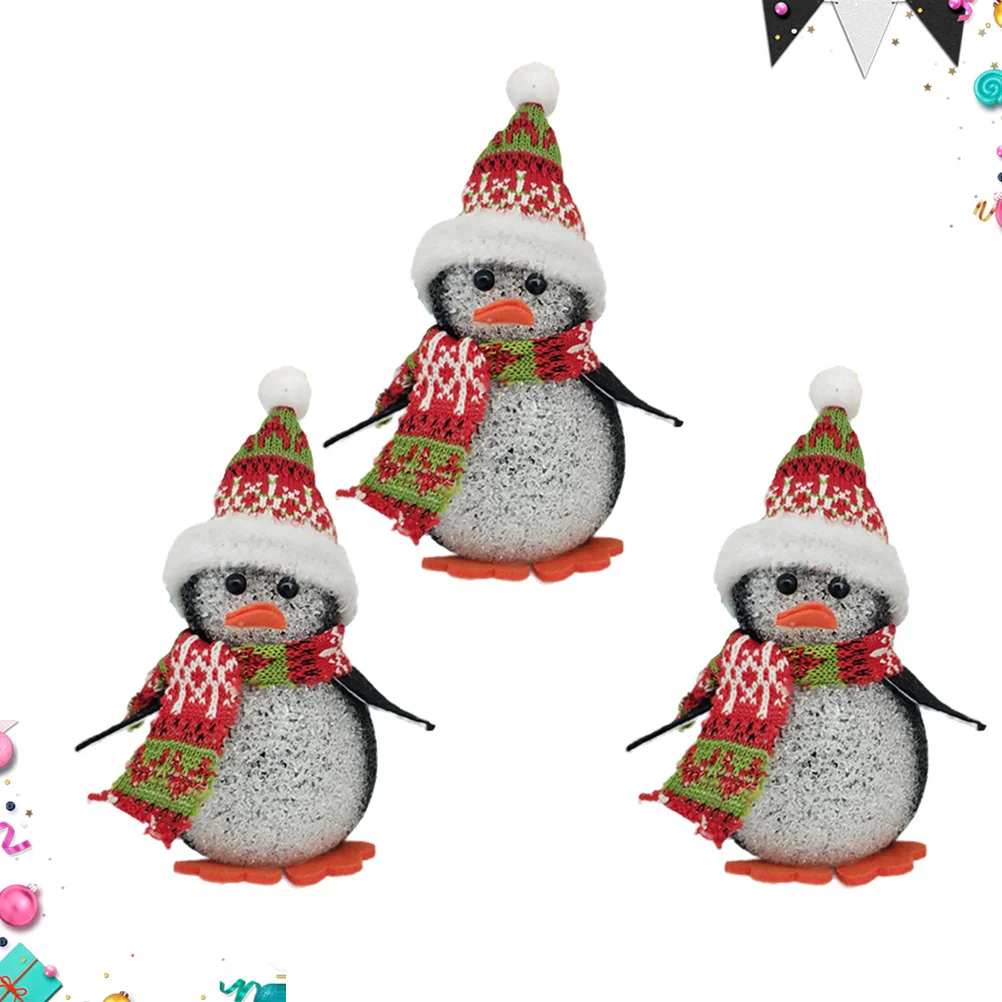 3 قطعة عيد الميلاد LED متوهجة البطريق ضوء الليل الملونة سطح المكتب مصباح لينة ضوء غرفة نوم غرفة عيد الميلاد شجرة الديكور