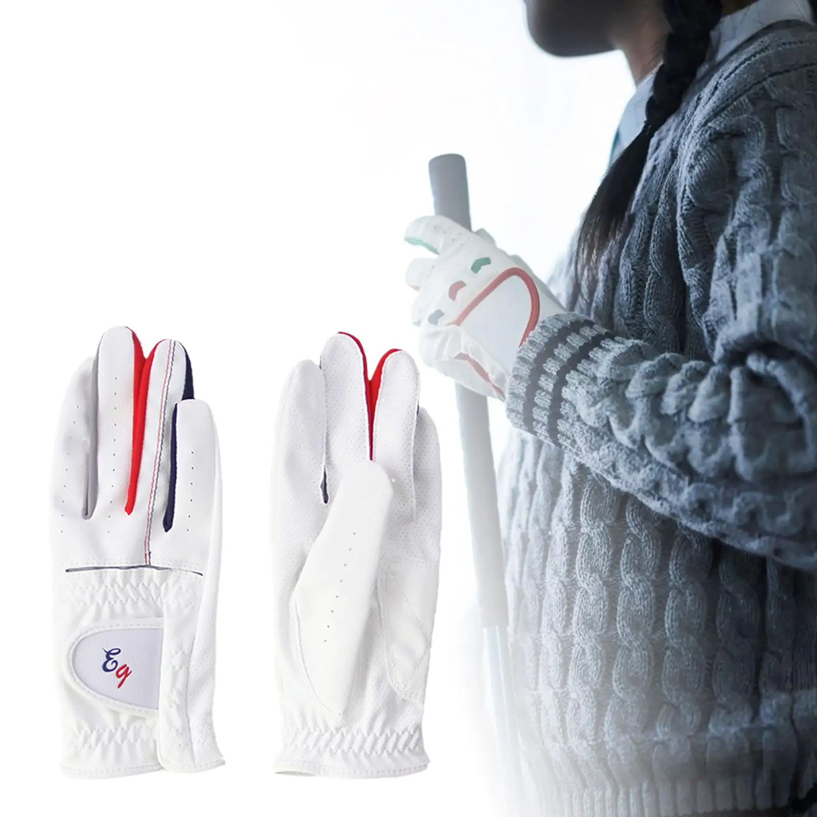 

Woman Golf Gloves Golf Accessories Sticky Cuff Elastic Leather Left Right Hand Gloves for Driving Outdoor Sports Fishing Riding
