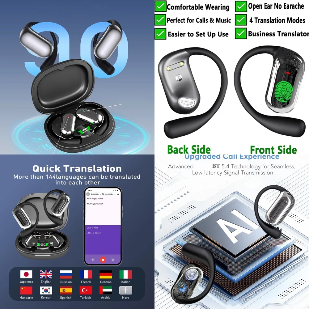 

Беспроводные наушники-переводчики UYUXIO для путешествий с онлайн-переводом в реальном времени, AI-технология, поддержка 144 онлайн-языков