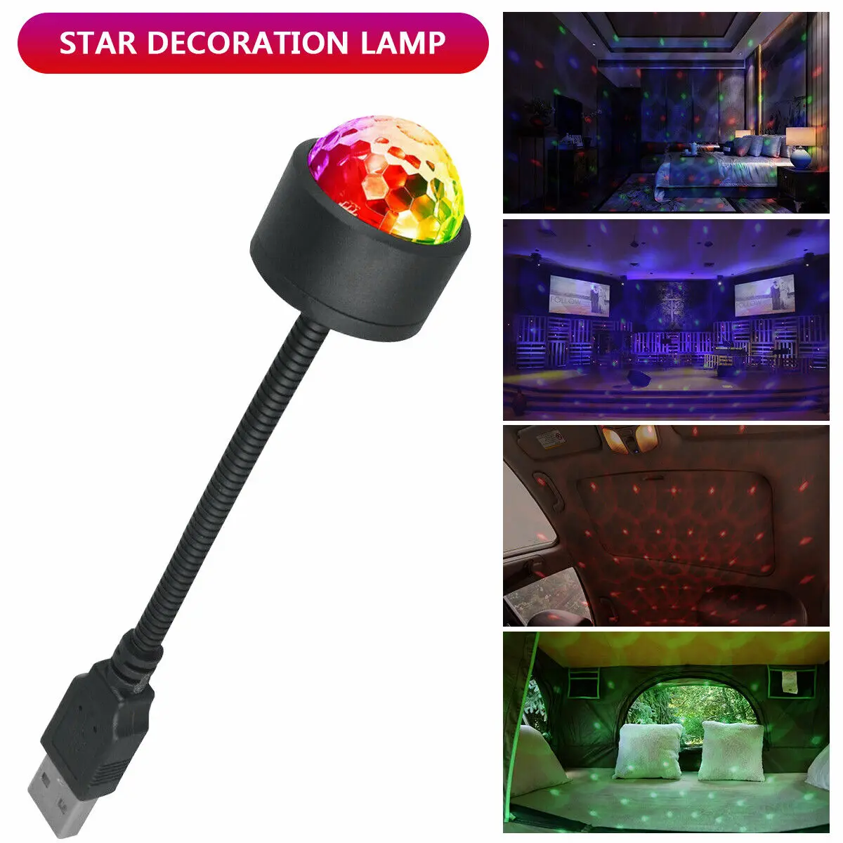 USB 분위기 조명 지붕 프로젝터 야간 조명, 로맨틱 분위기 장식, 천장 자동차 침실 파티 LED 지붕 별