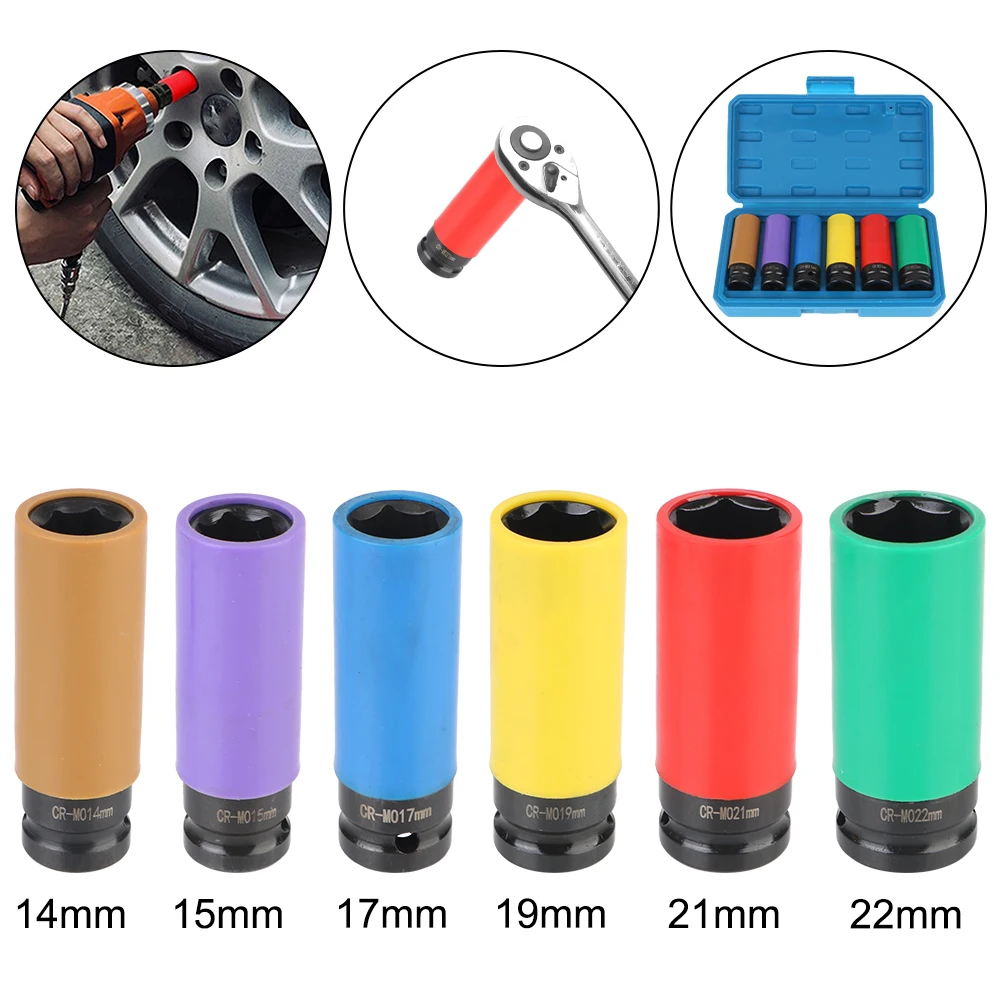 Wheel Protector Impact Socket Set 6-point 1/2 Inch Drive Lug Nut Socket CR-MO Steel Wheel Socket Set Impact Wrench