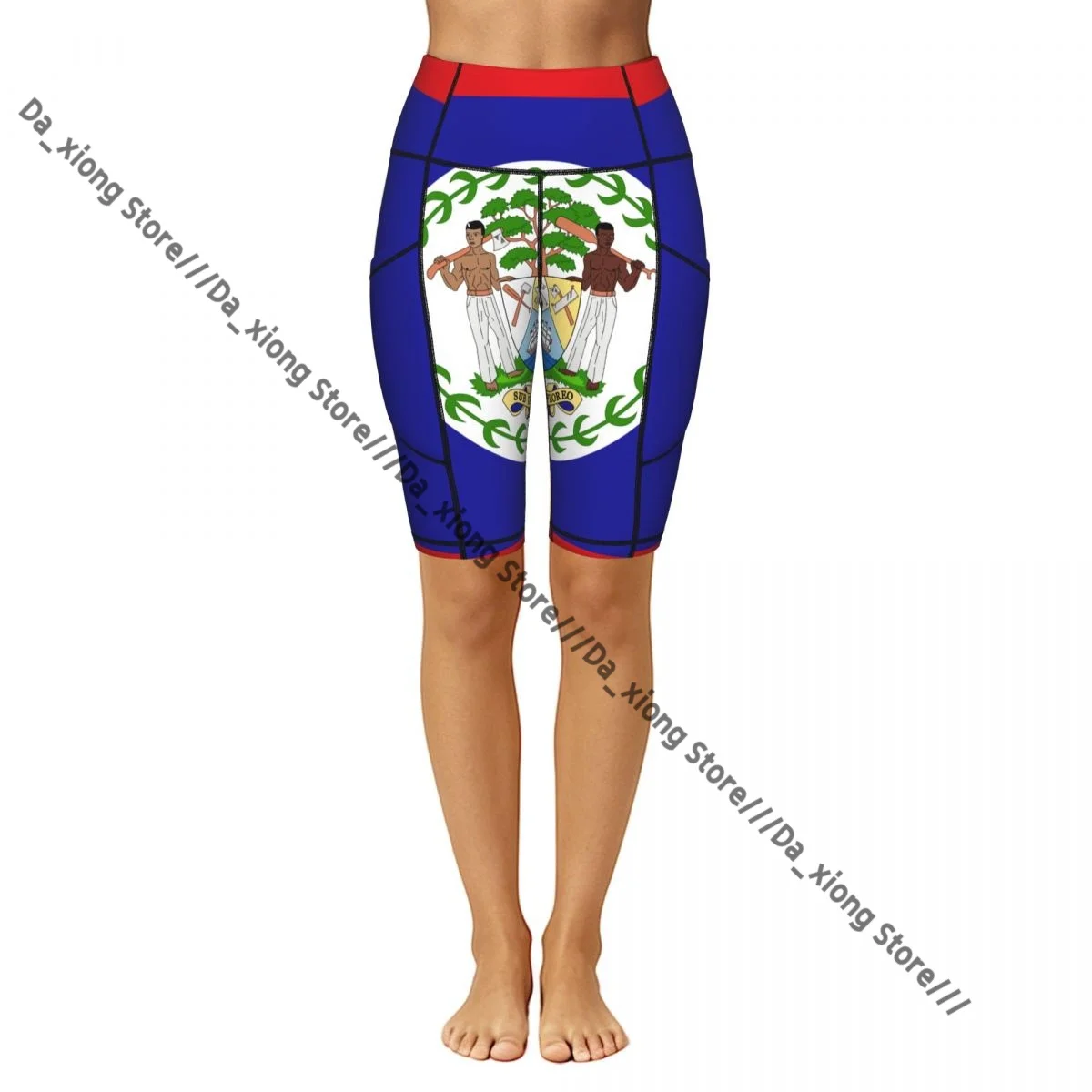 Female Hip Lift Yoga Shorts Flag Of Belize Daily Wear Fitness Active Pants