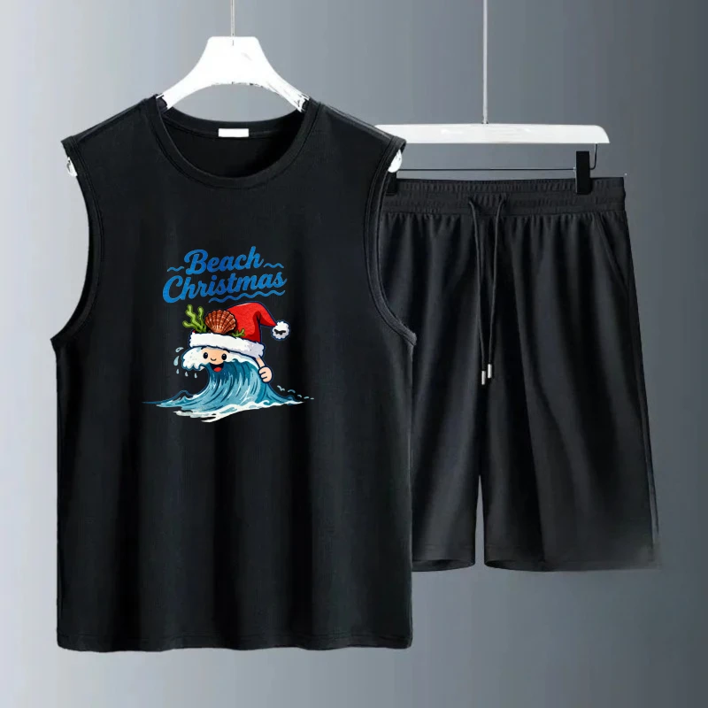 الرجال تانك الأعلى مجموعات بدلة تدريب مجموعة Summe البلوز مجموعة أزياء البوليستر ملابس للرجال مجموعة تنفس قصيرة الأكمام + السراويل